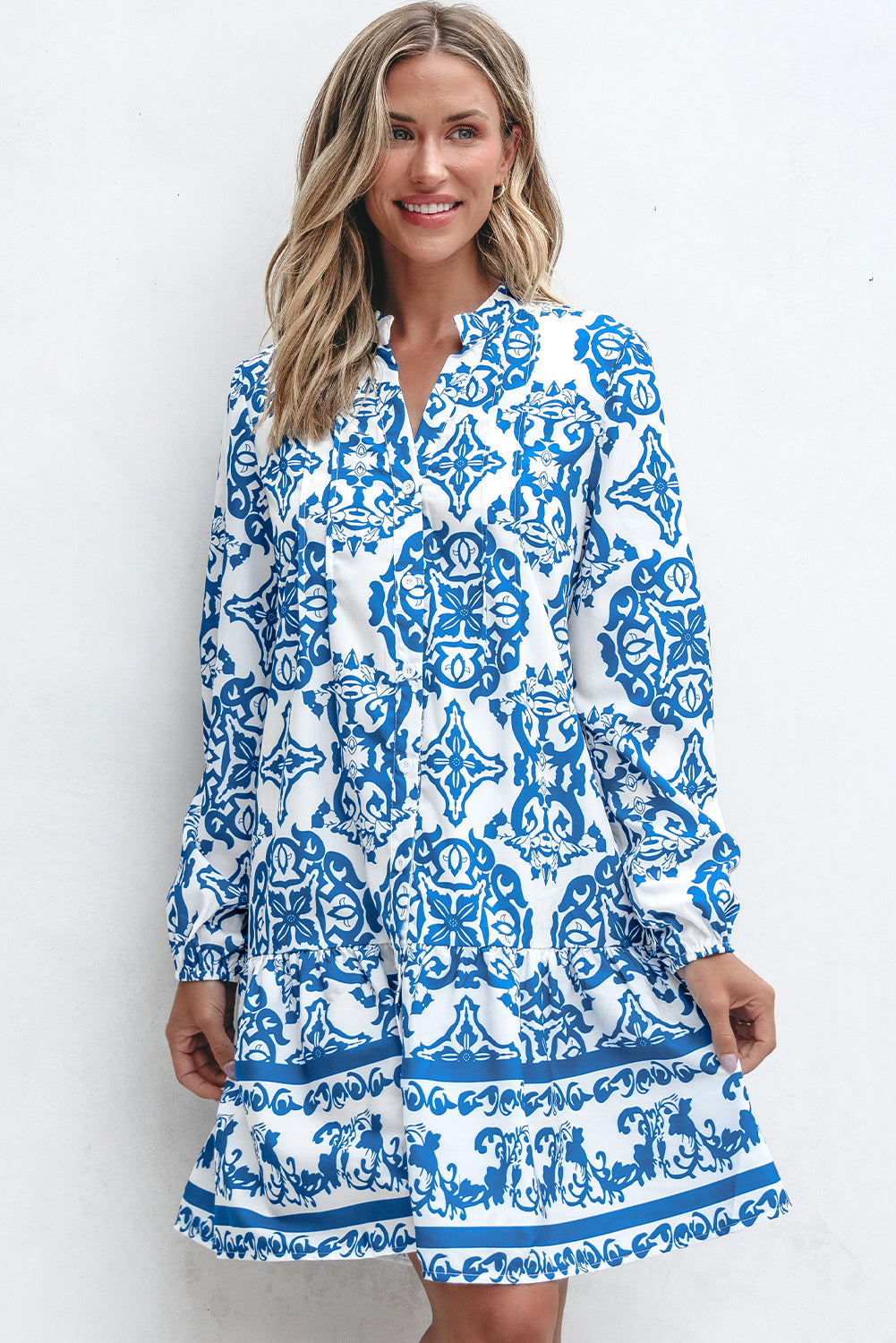 Adalynn Tribal Button Up Loose Mini Dress