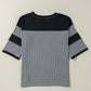 Aliyah Striped Patchwork 3/4 Sleeve Casual Top