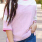 Aliyah Striped Patchwork 3/4 Sleeve Casual Top
