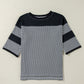 Aliyah Striped Patchwork 3/4 Sleeve Casual Top