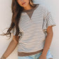 Alexia Striped Ruffle Short Sleeve Top