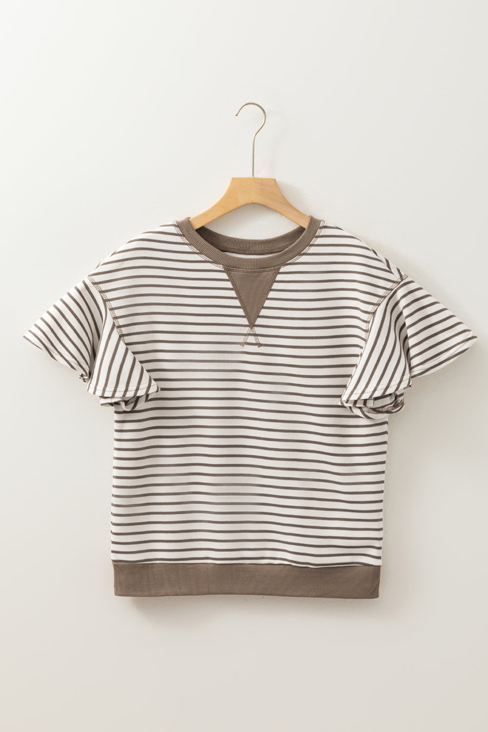Alexia Striped Ruffle Short Sleeve Top
