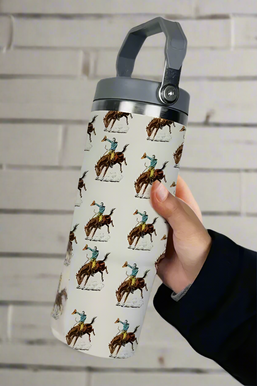 SC - 30 oz Cream Retro Western Print Tumbler